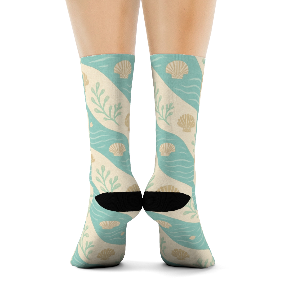 Seafoam Ripple Chevron soft everyday crew socks