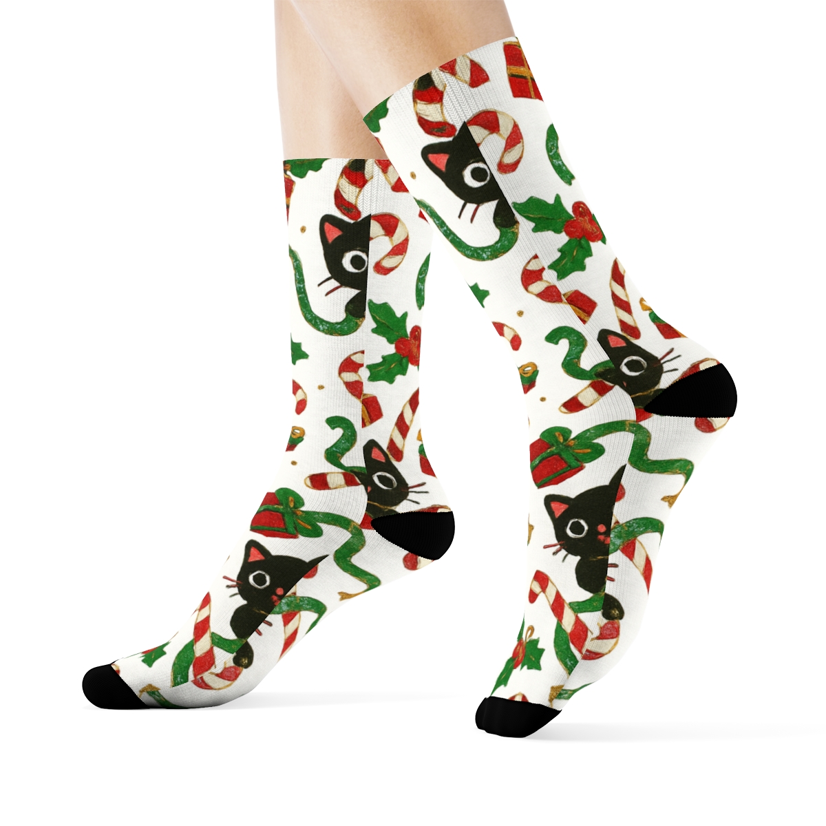 Candy Stripe Cat Chaos custom crew socks