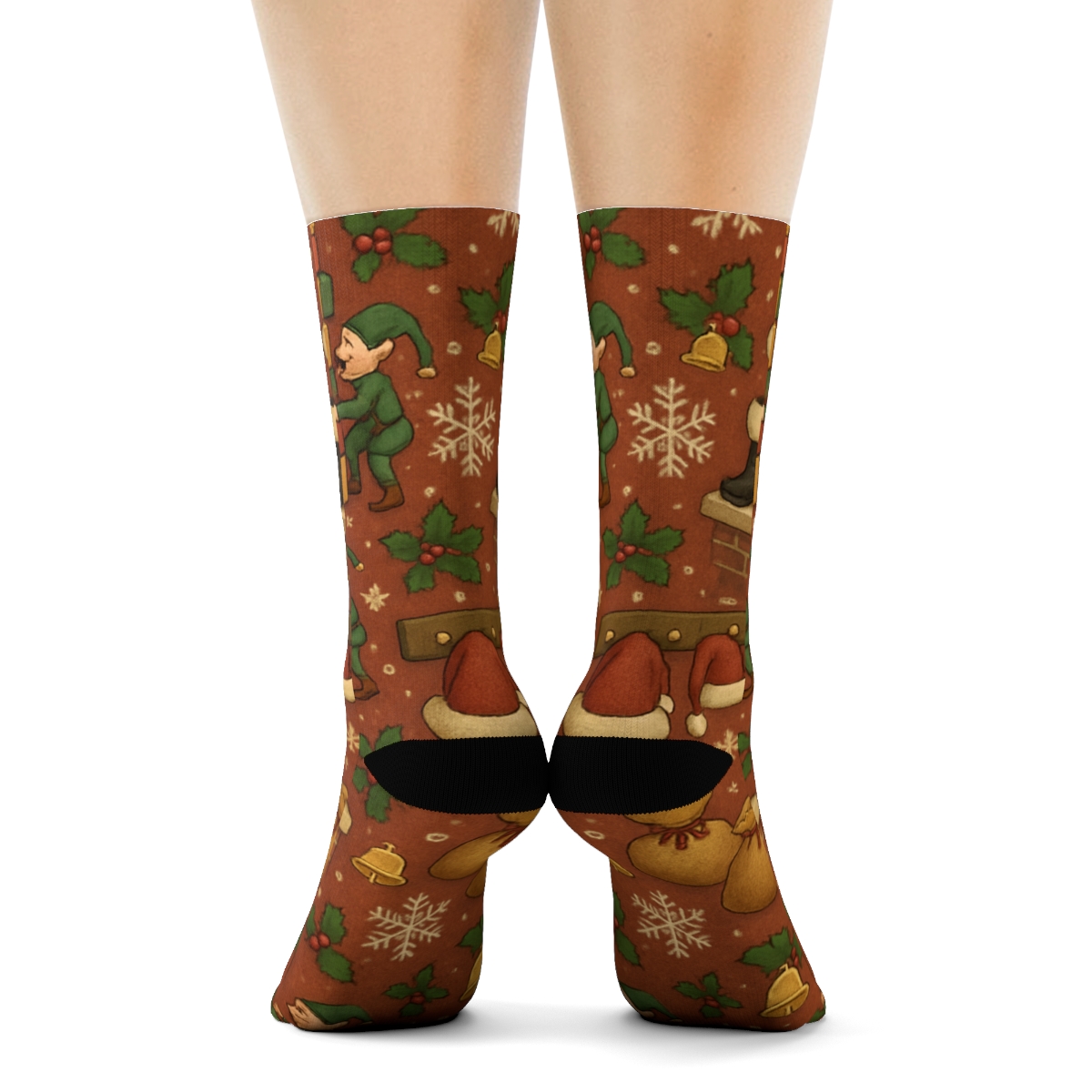 North-Pole Santa Claus-Toy Workshop Mosaic trendy patterned crew socks