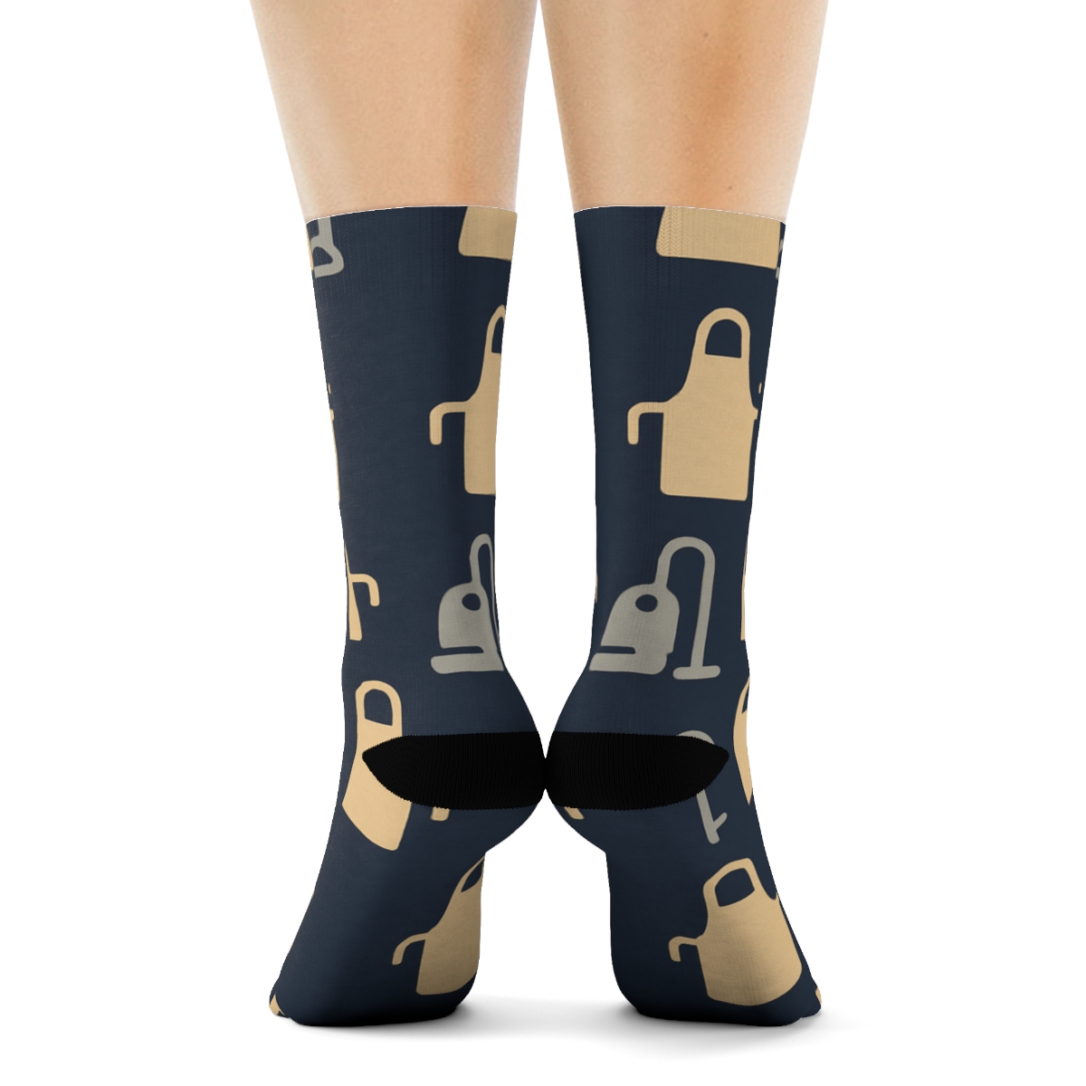 Midnight Tiled Service Scene Housekeeper comfortable cotton crew socks