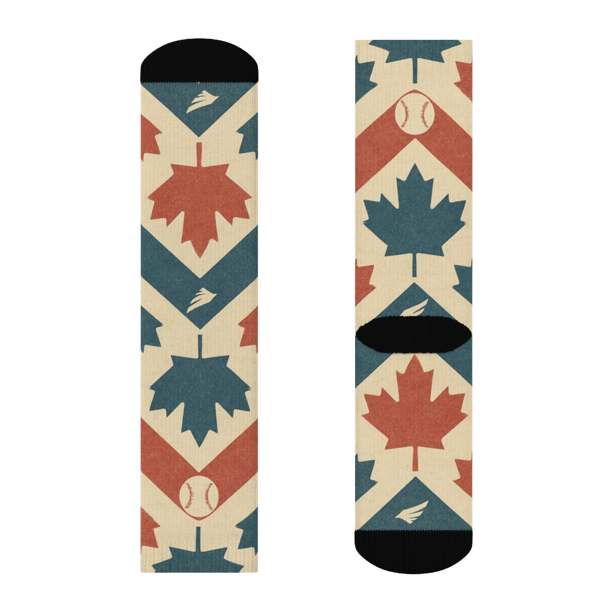 Maple Leaf Chevron With Blue Jays custom crew socks