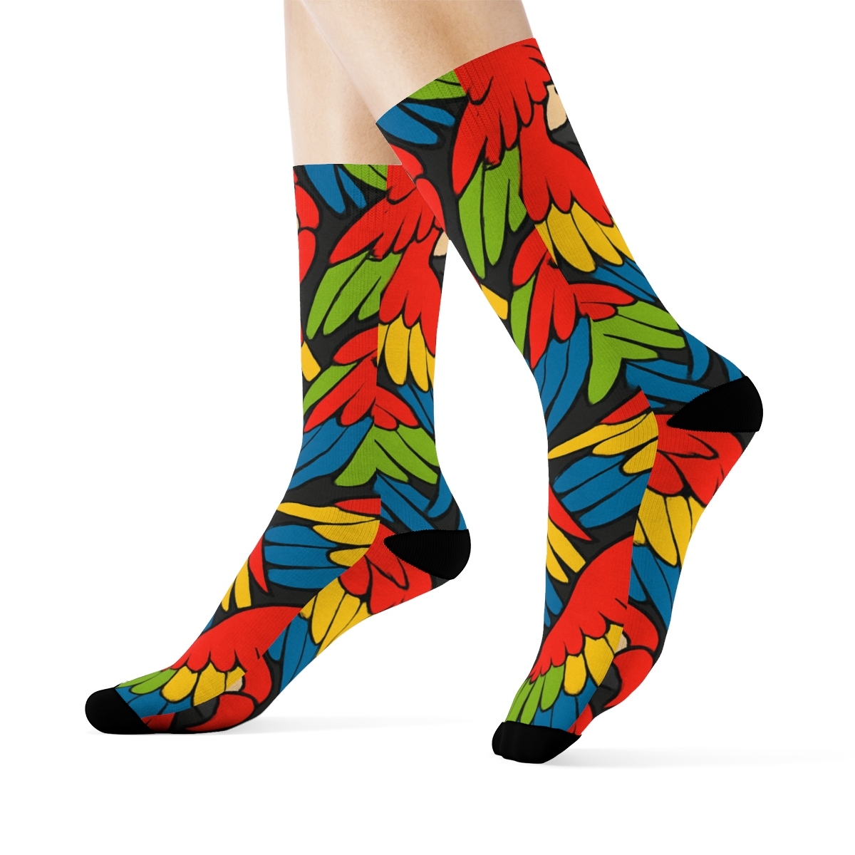 Tropical Parrot Wing Mosaic comfortable cotton crew socks