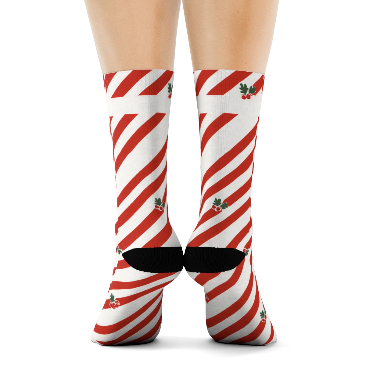 Candy Stripe Holiday Border trendy patterned crew socks
