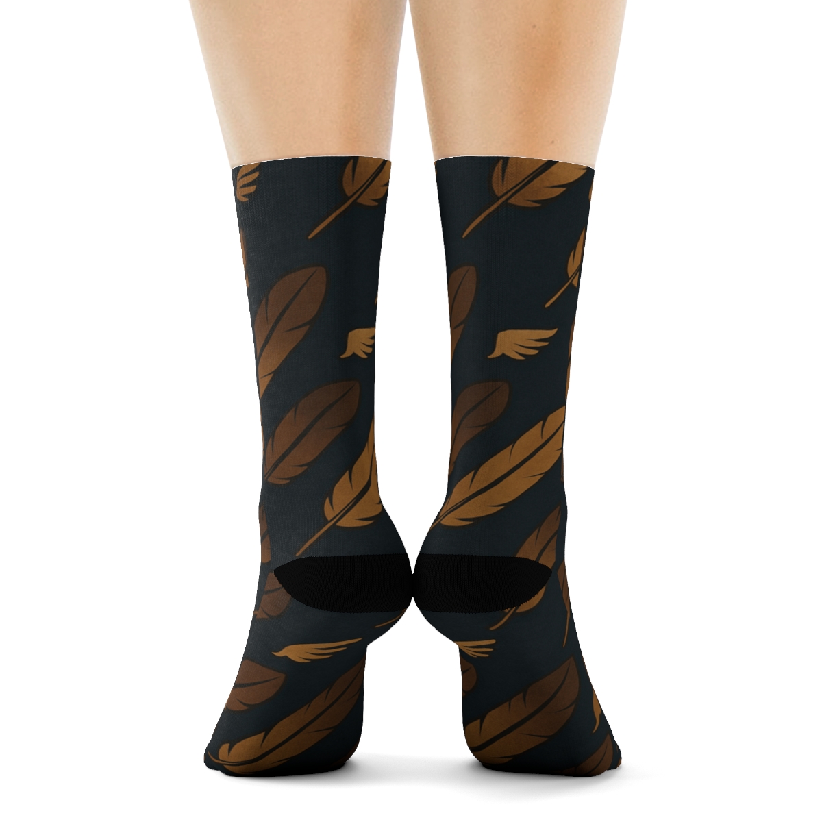 Eagle Feather Diagonal Progression On Navy Blue Background stylish athletic crew socks