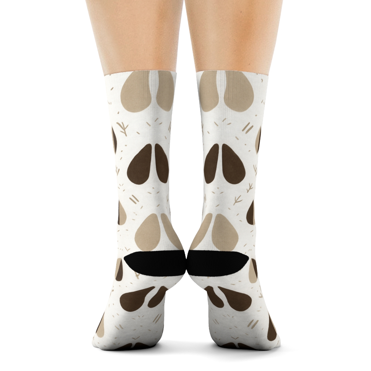Snowfield Hoofprint Chevron Pattern Reindeer soft everyday crew socks