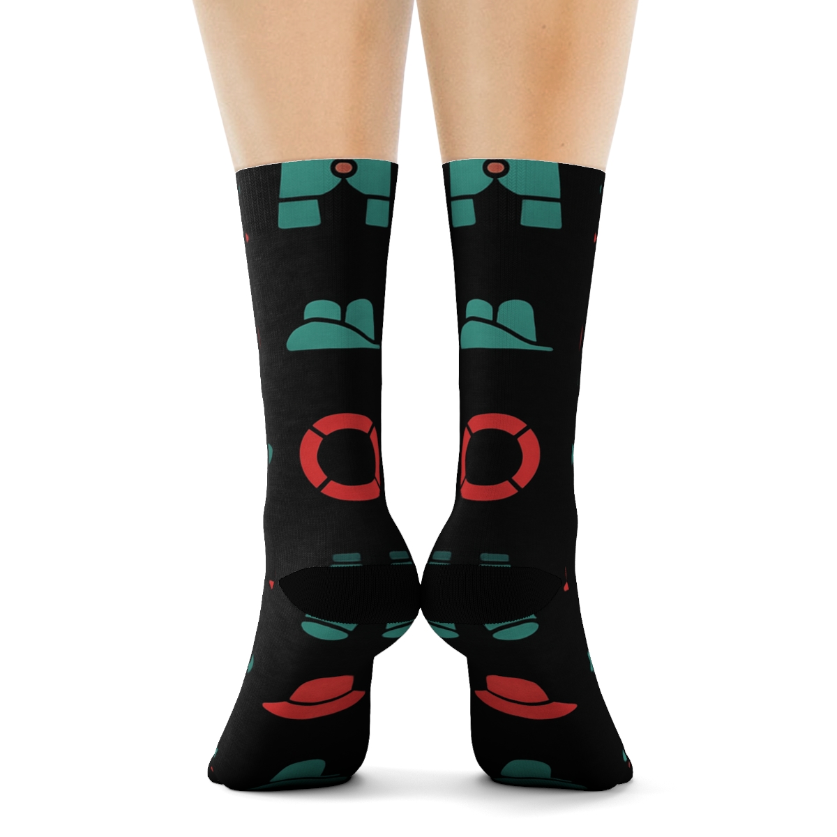 Rescue Icon Grid With Lifeguard Minimal comfortable cotton crew socks