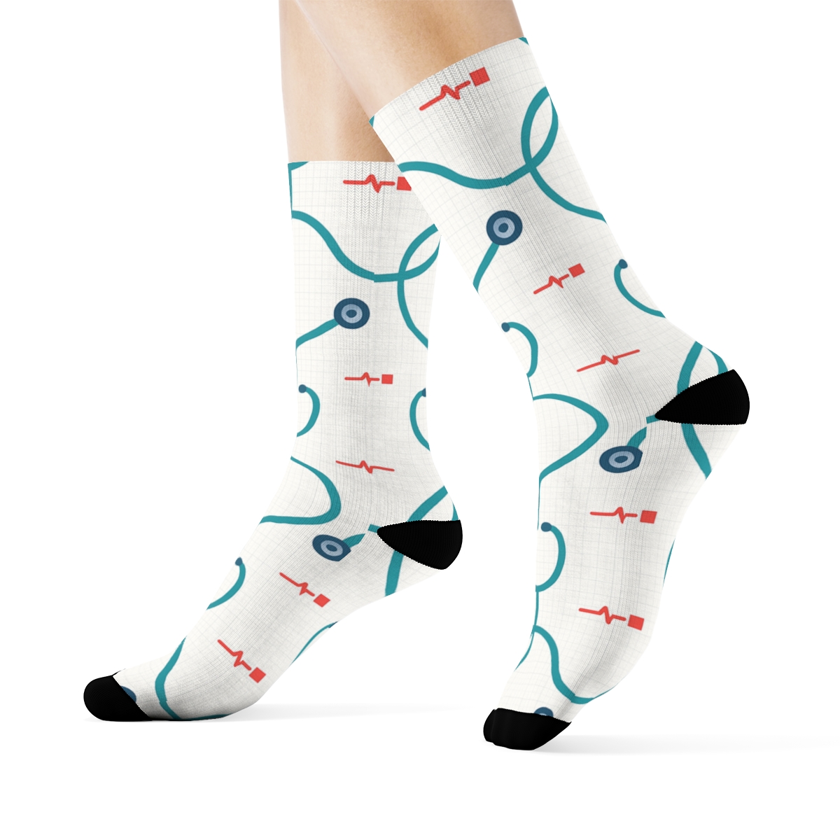 Doctor Stethoscope Lattice On Snow White unique graphic crew socks