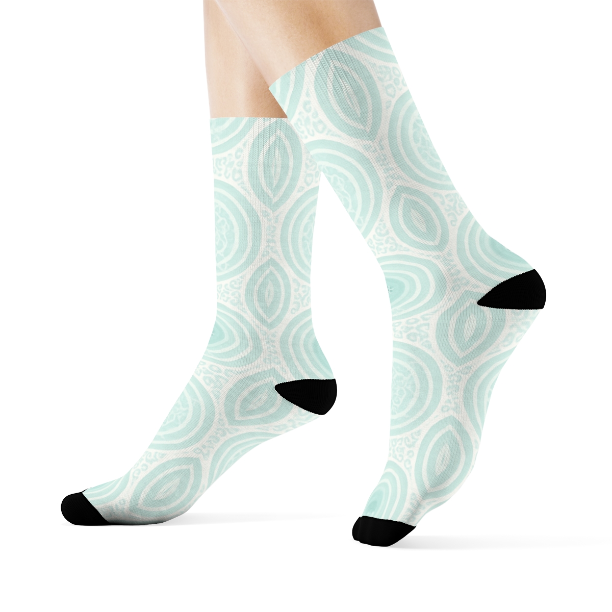 Seafoam Ripple Lattice comfortable cotton crew socks
