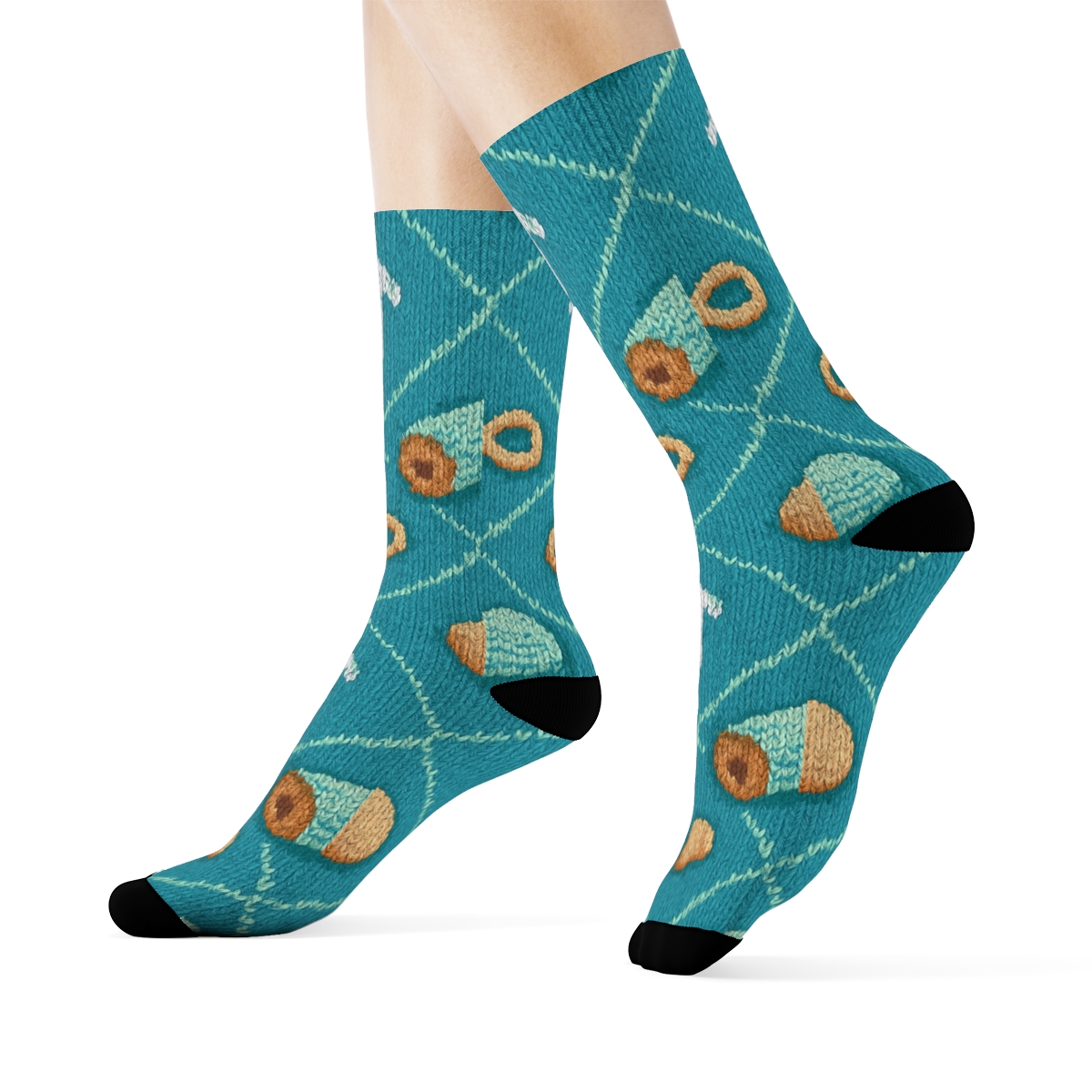 Knitted Therapy Blue Physical Therapist Tool Lattice premium sports crew socks