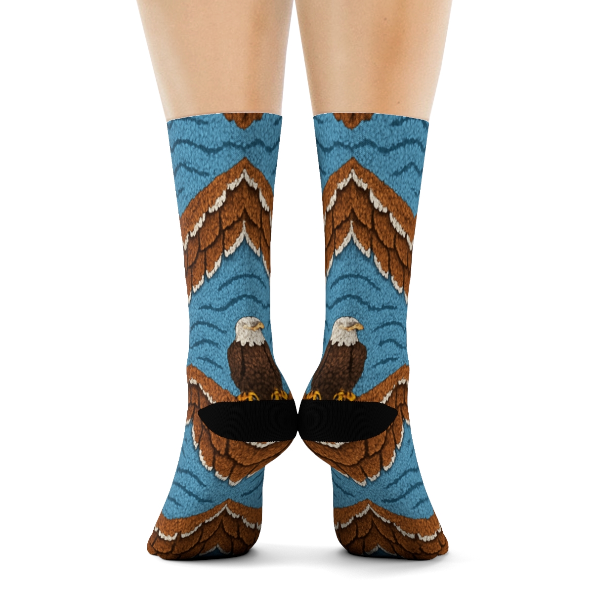 Feather Chevron Horizon With Eagle Motifs personalized crew socks