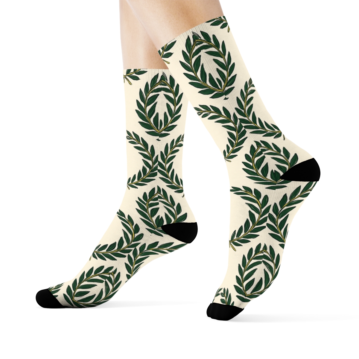 Wreath Concentric Laurel Medallion Tiles comfortable cotton crew socks