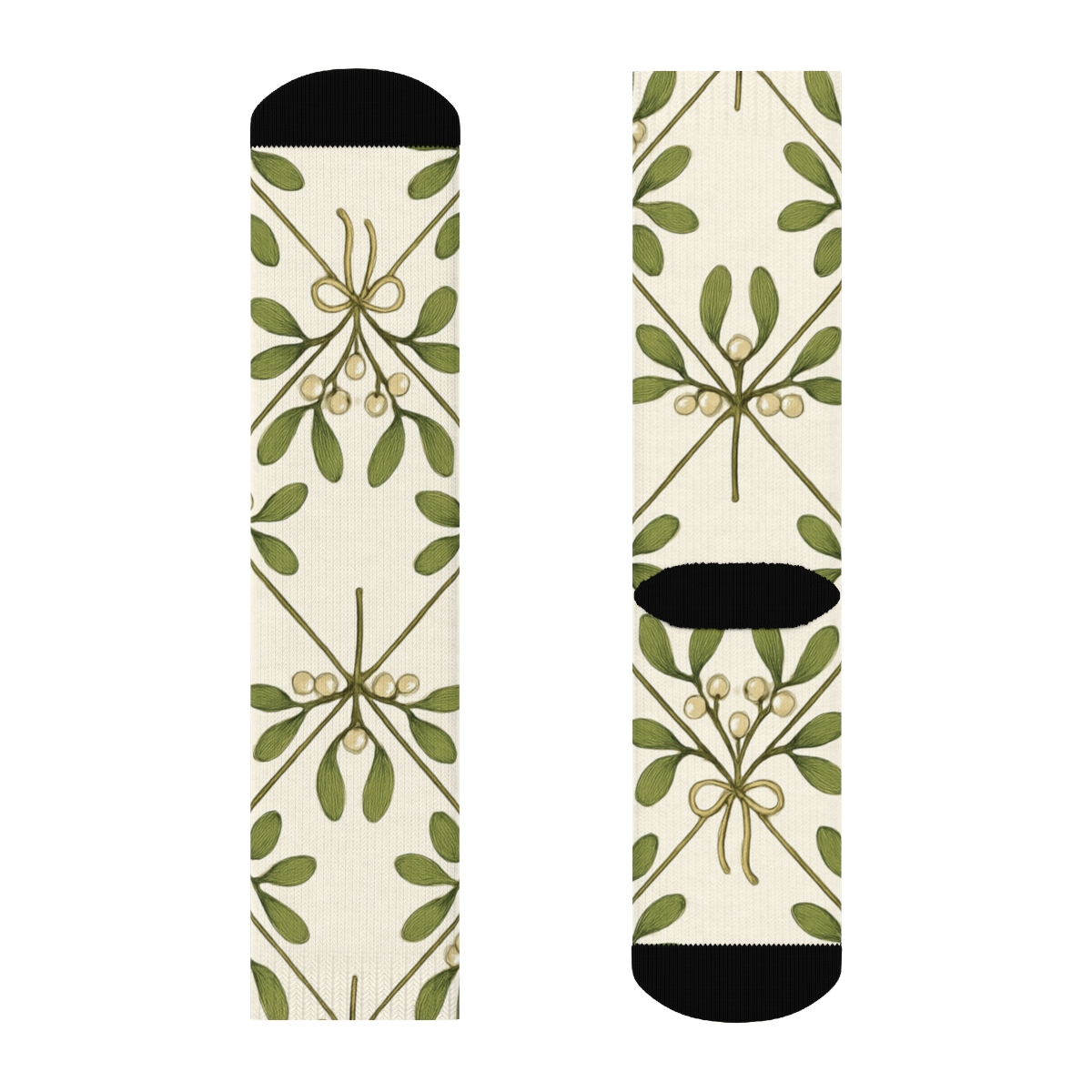 Botanical Poster Look With Mistletoe Lattice personalized crew socks