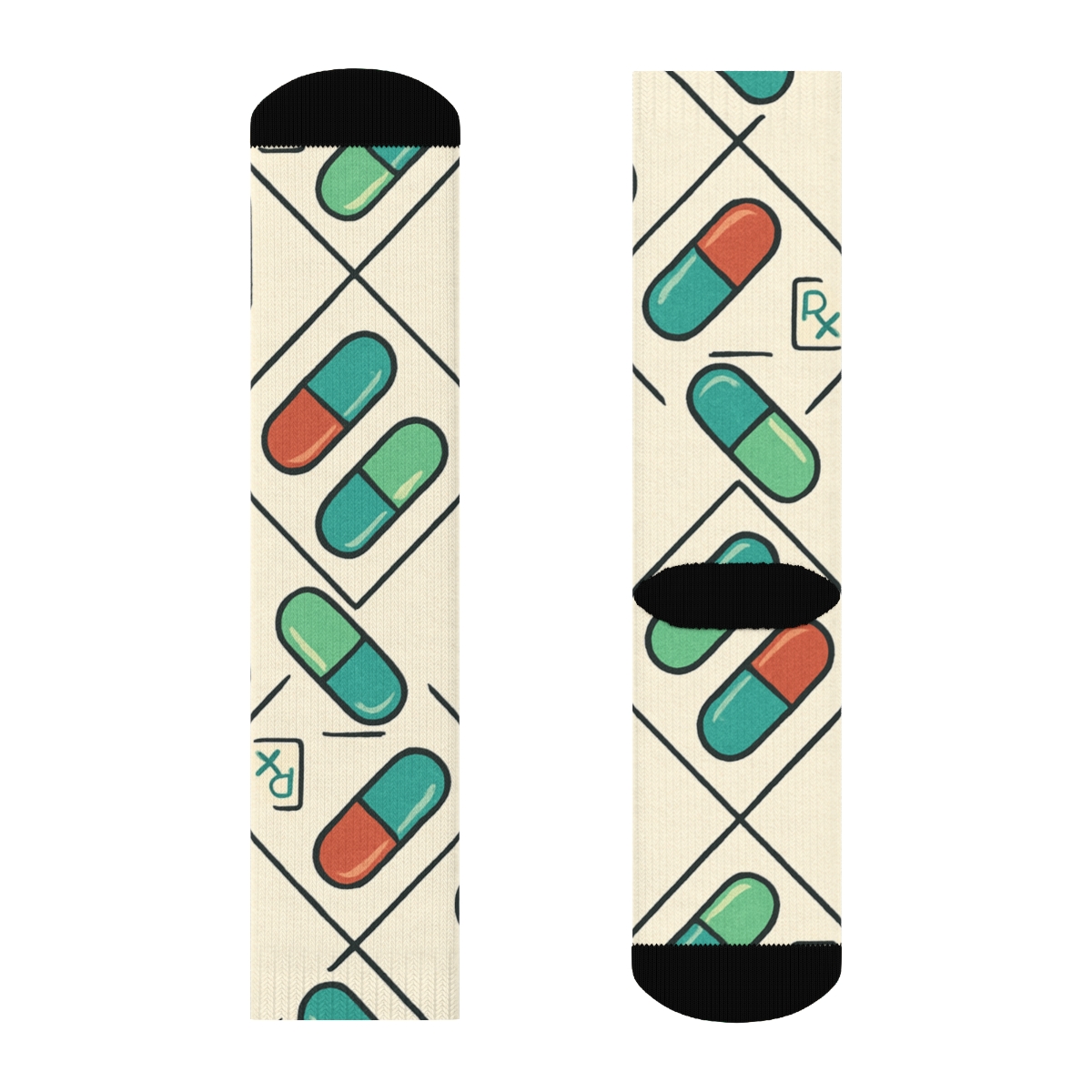Capsule Lattice With Pharmacist Labels designer printed crew socks