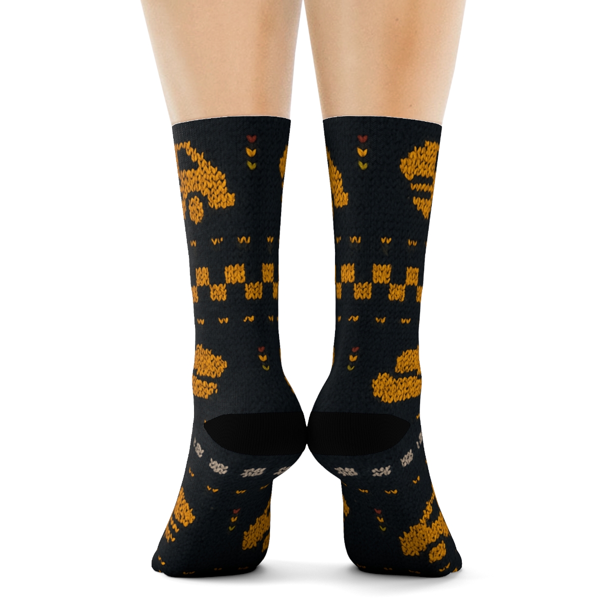 Taxi Driver Knit Illusion Road Stripe Bands unique graphic crew socks