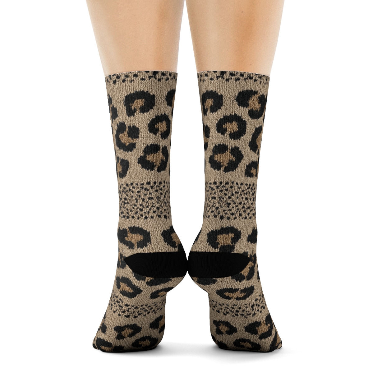 Charcoal Knit Illusion Spot Stripes On Warm Neutral trendy patterned crew socks