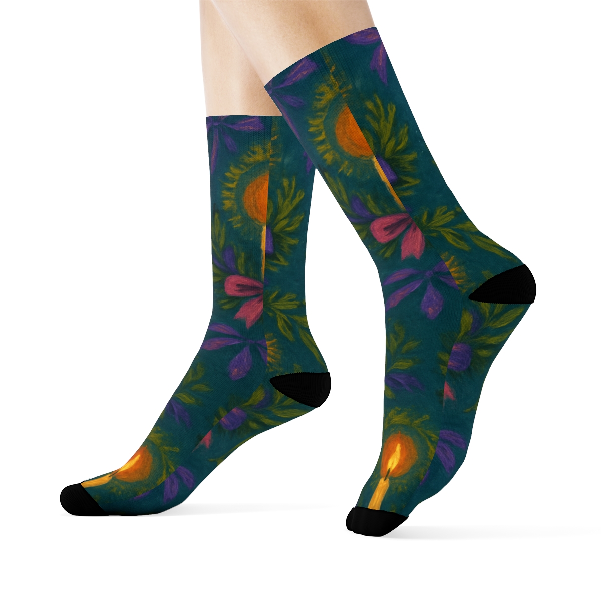 Ribbon Wrapped Ring In Advent Wreath Edition premium sports crew socks