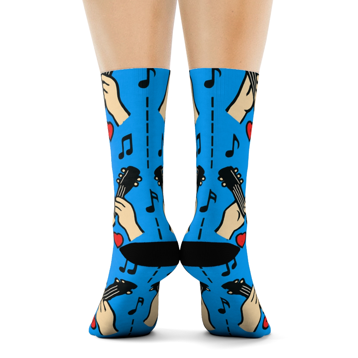 Mirrored Jam Session With Guitar Silhouettes personalized crew socks