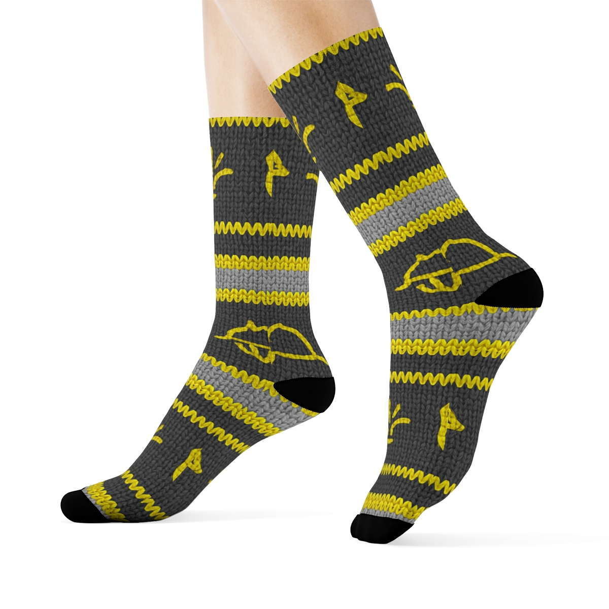 Ladder Stripe Bands With Fire Fighter Icons custom crew socks