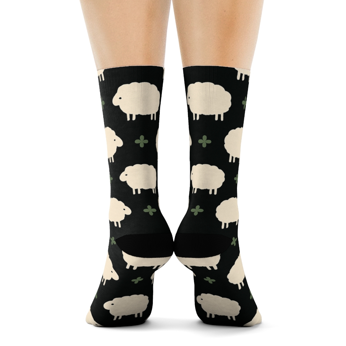 Pasture Grid With Sheep Silhouettes premium sports crew socks