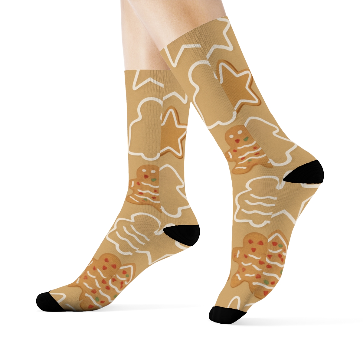 Cookie Cutter Silhouette Holiday Grid unique graphic crew socks