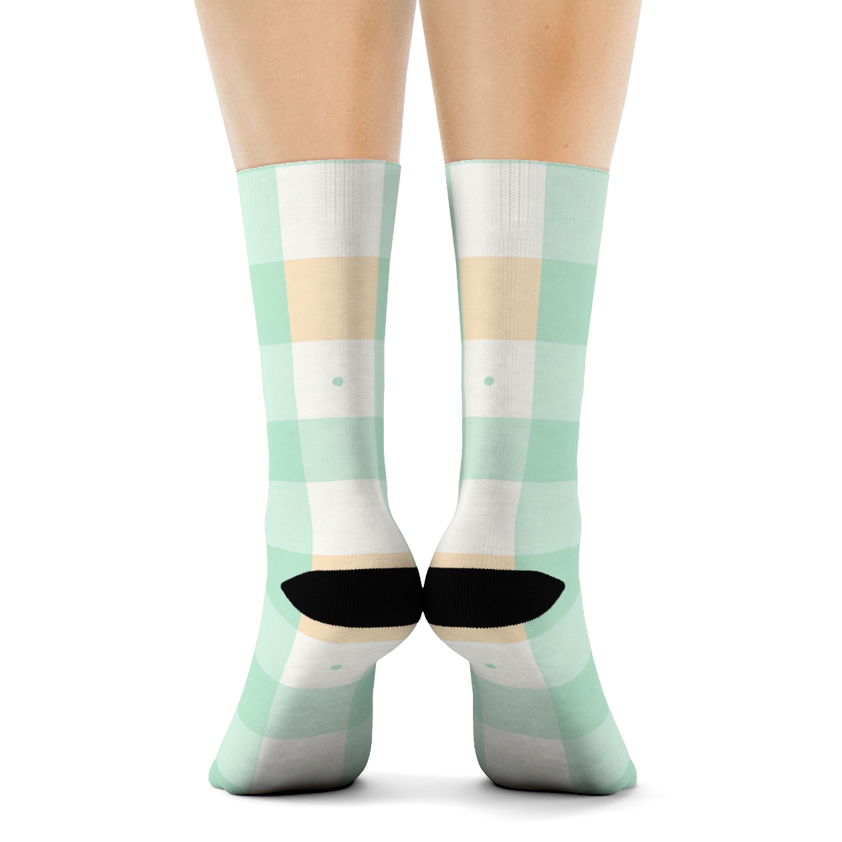 Pastel Nested Checker Fields comfortable cotton crew socks
