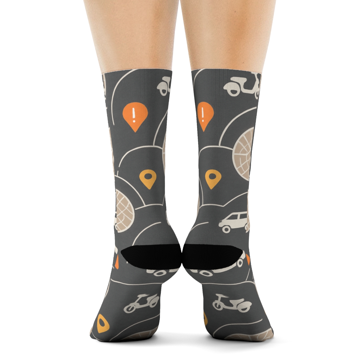City Orbit Map With Delivery Driver Rhythm soft everyday crew socks
