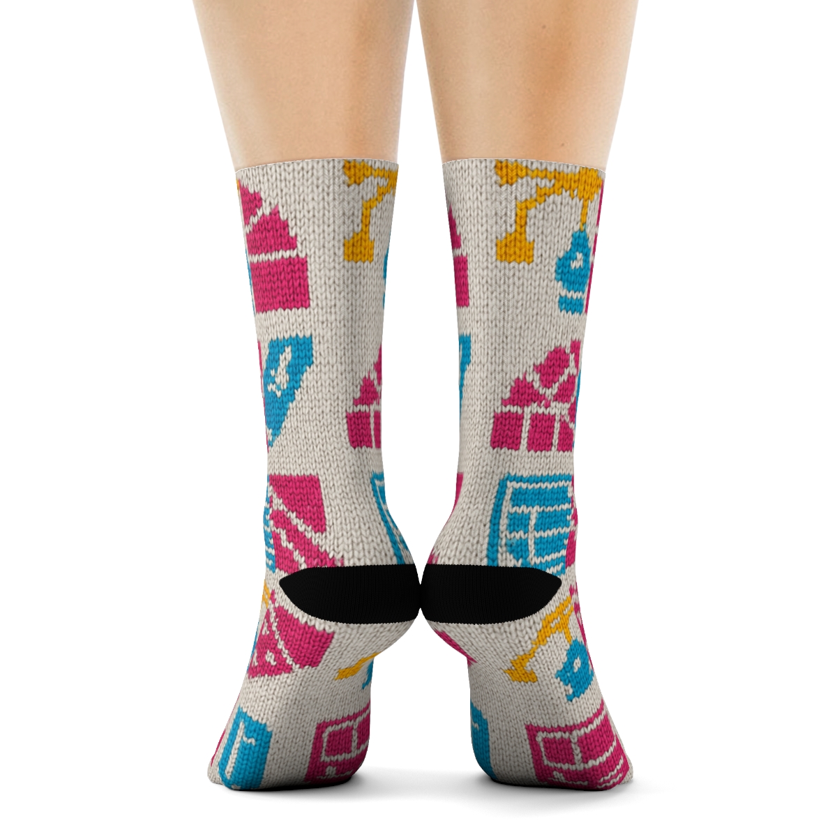 Knitted Grid For The Graphic Designer Studio trendy patterned crew socks