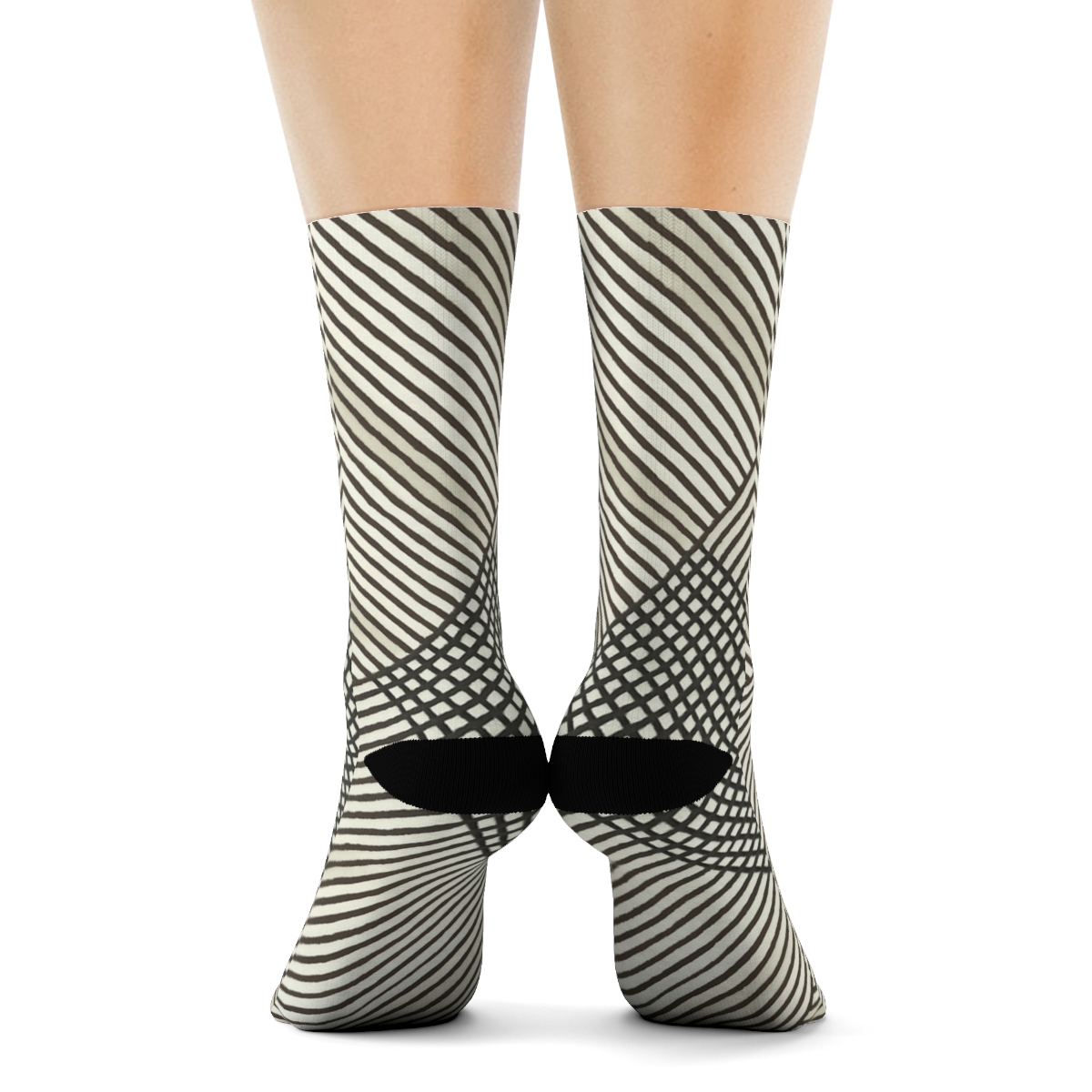 Subtle Moire Bands comfortable cotton crew socks