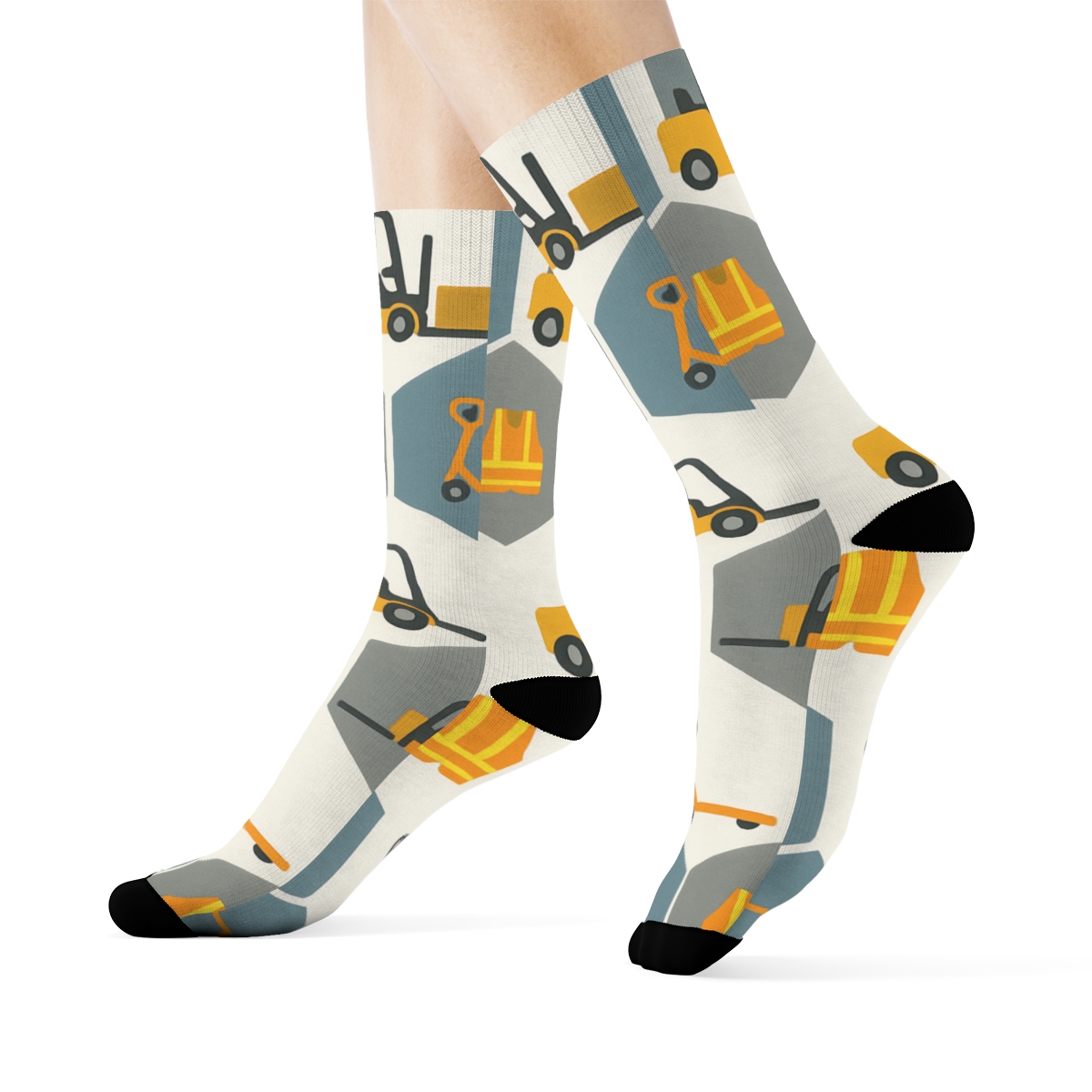 Forklift Rhythm Tessellation With Warehouse Worker Energy custom crew socksForklift Rhythm Tessellation with Warehouse Worker Energy Crew Socks - Image 3