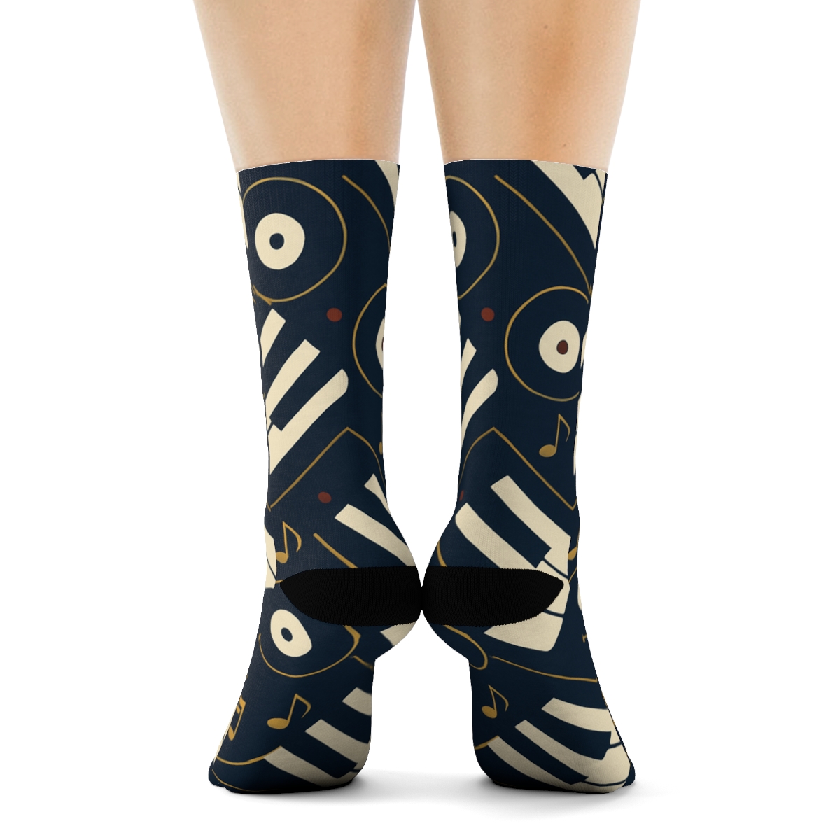Piano Keys In Musician Chevron designer printed crew socks