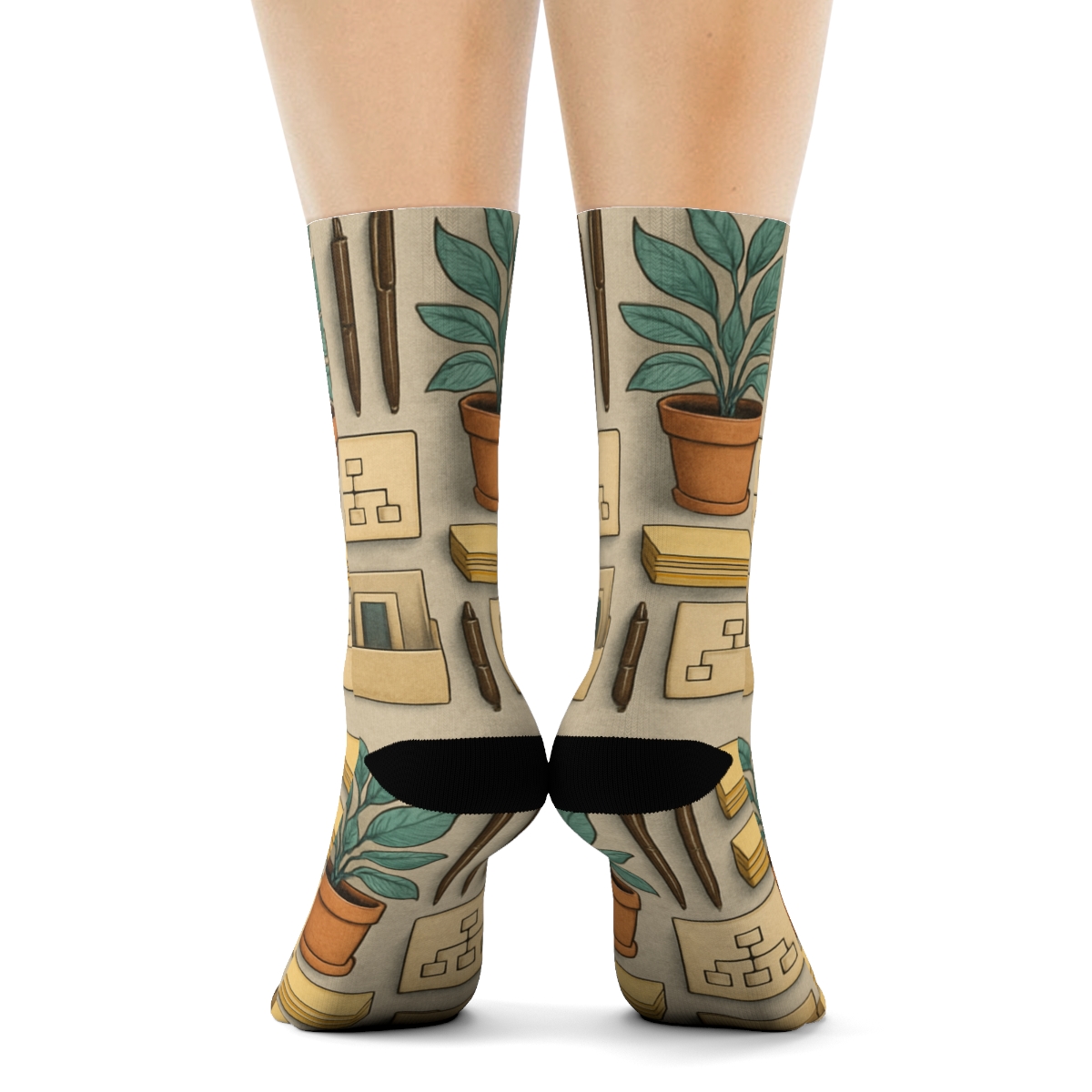 Collaboration Collage In Soft Gray Office Manager Print personalized crew socks