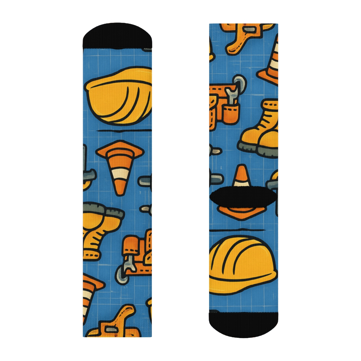 Blueprint Parade With Construction Worker Icons stylish athletic crew socks