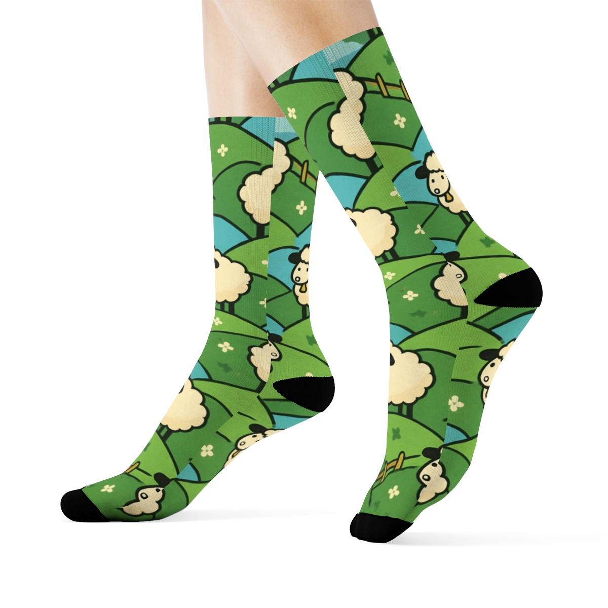 Sheep Hilltop Clover Chevron unique graphic crew socks