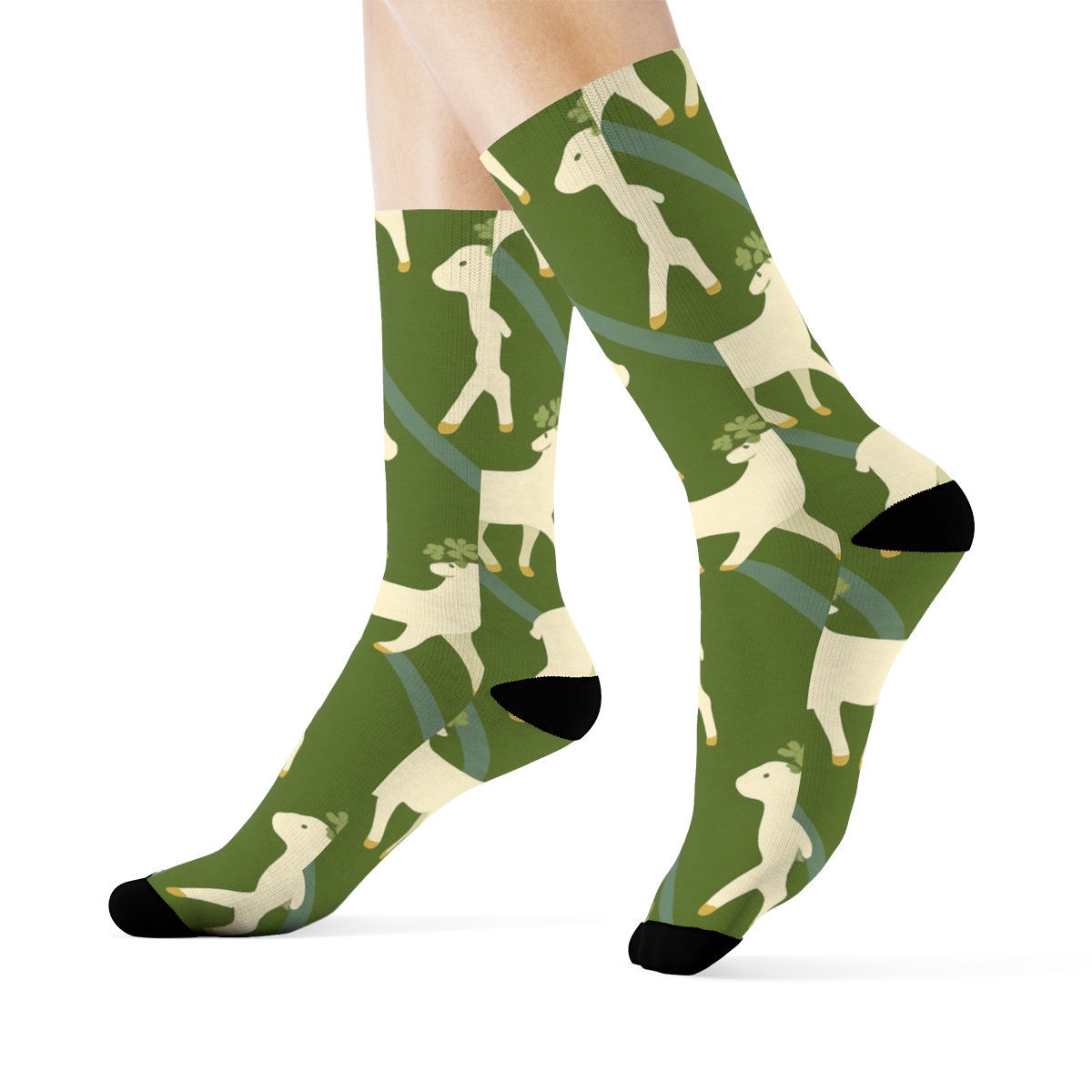 Clover Crowned Flock Pattern Sheep comfortable cotton crew socks