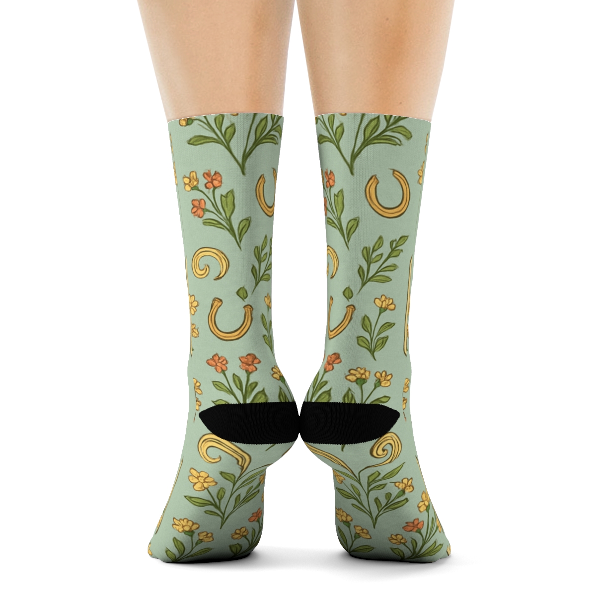 Meadow Lattice With Pony Gallop Panels unique graphic crew socksMeadow Lattice with Pony Gallop Panels Crew Socks - Image 4