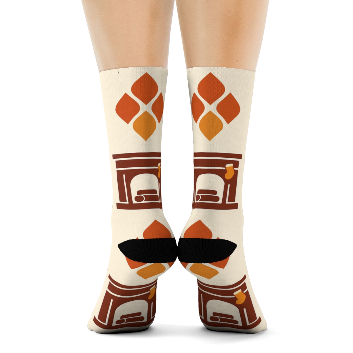 Ember Tile Grid With Mantel Silhouettes For Fireplace personalized crew socks