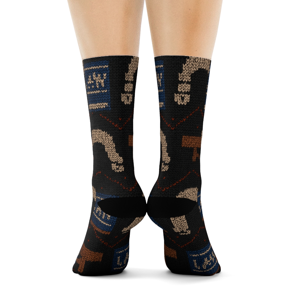 Judge-Grade Wig Chevron Court Pattern designer printed crew socks