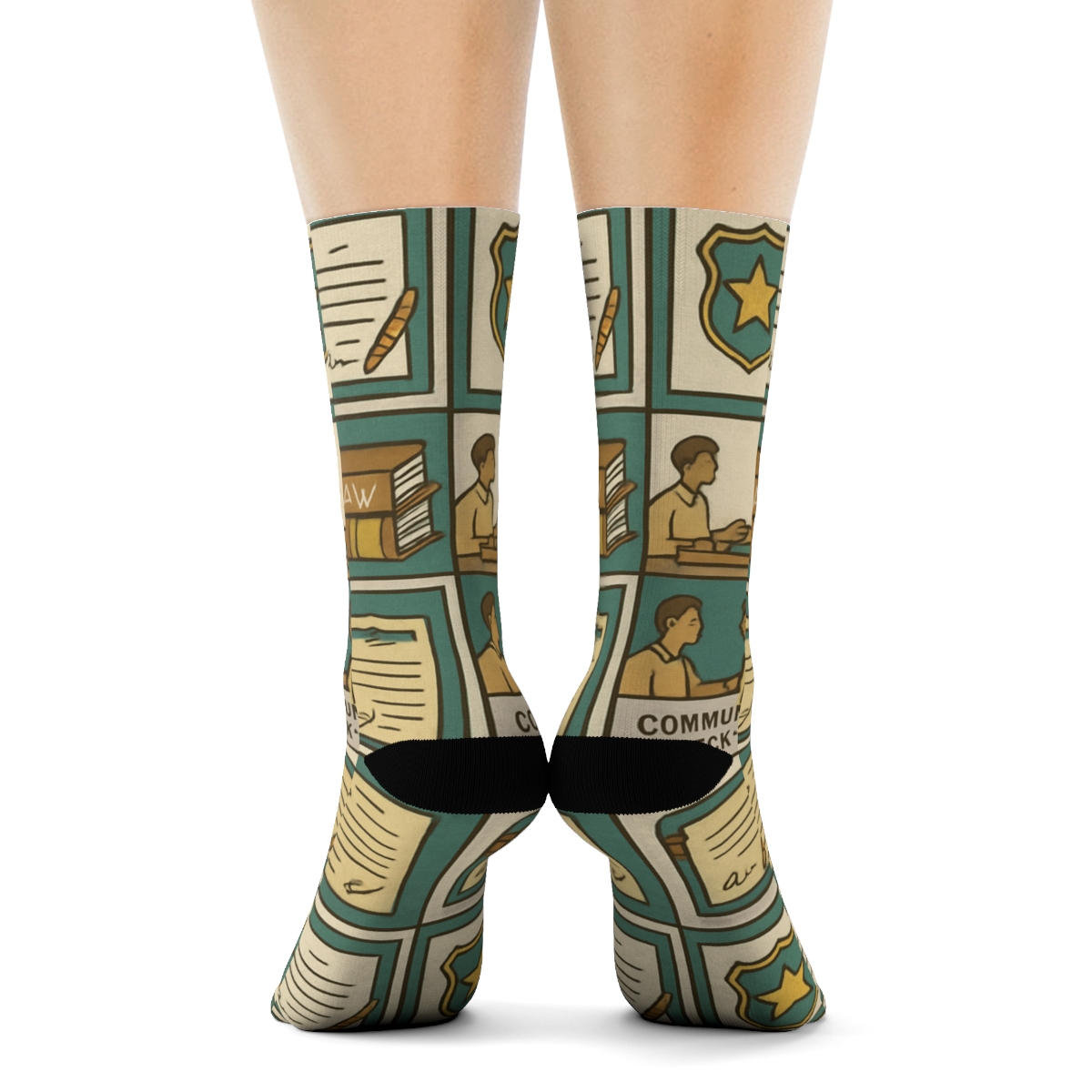 Courtroom Grid With Probation Officer Support Scenes personalized crew socks