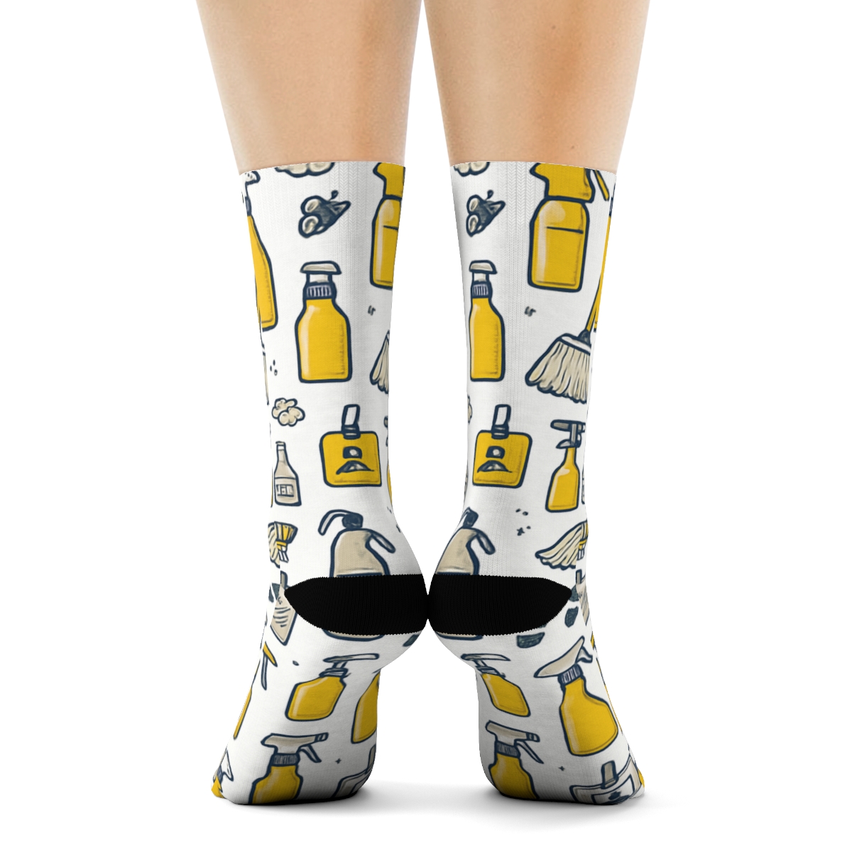 Cleaning Cart Lattice With Custodian Charm trendy patterned crew socks