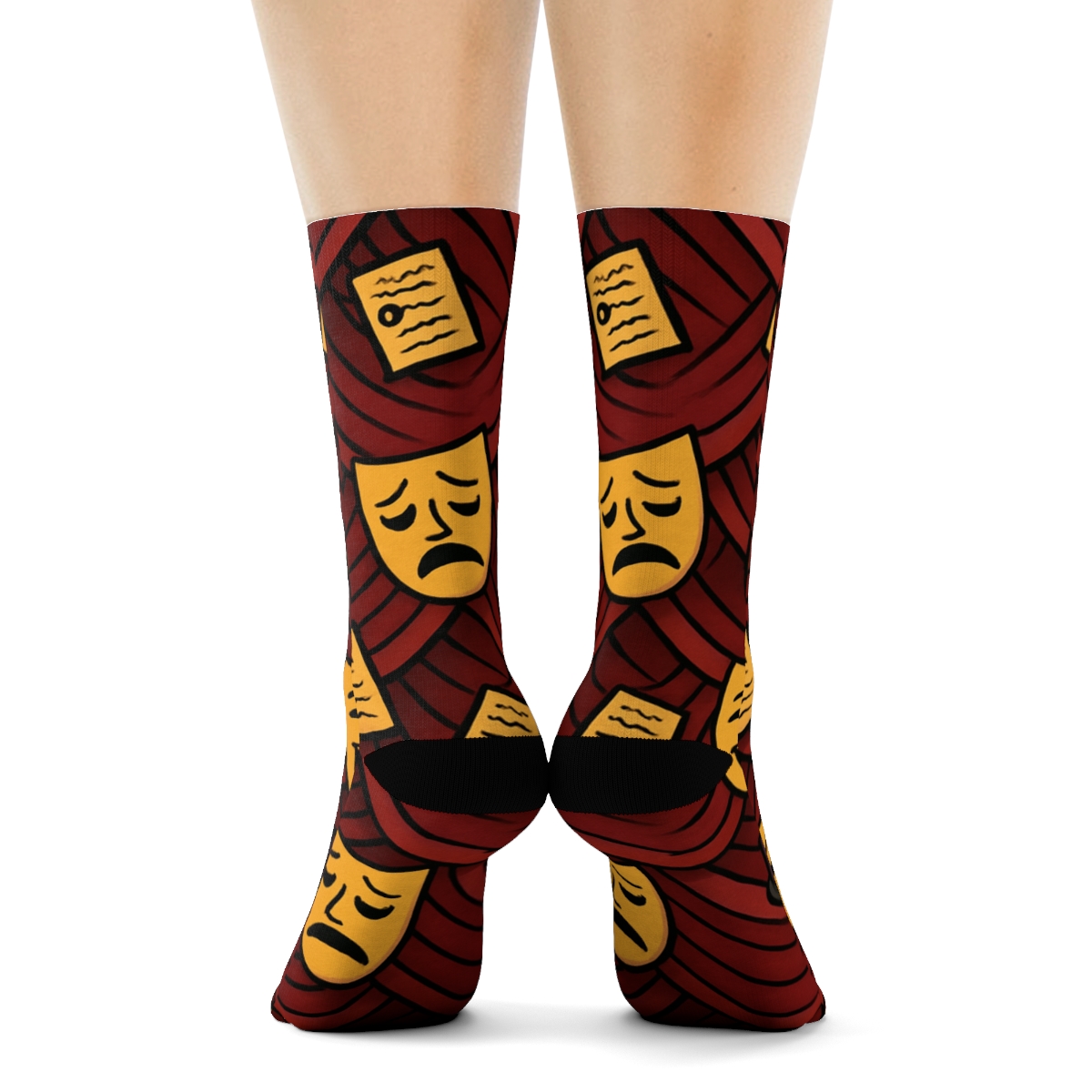 Curtain Lattice With Actor Masks Cascade trendy patterned crew socks