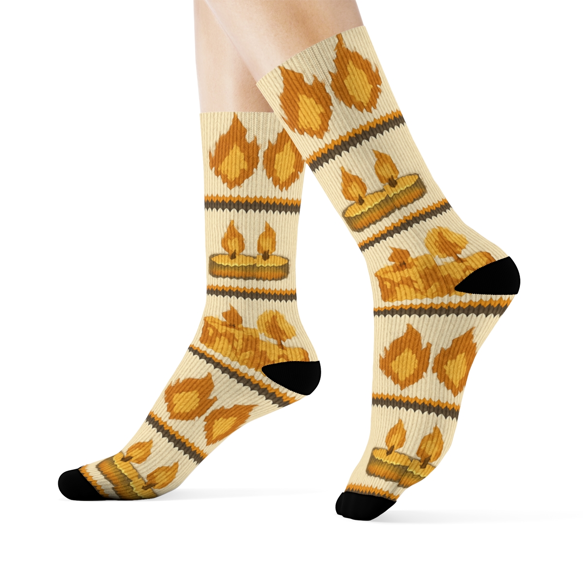 Knitted Candle Flame Garland Bands custom crew socks