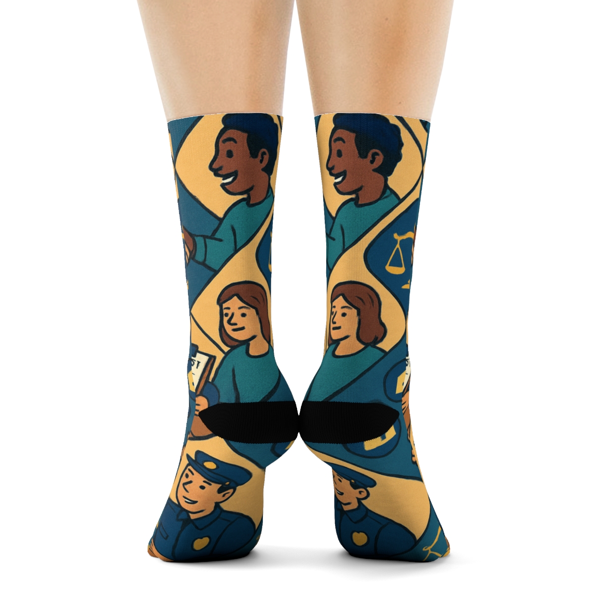 Community Support Lattice Pattern Probation Officer Edition designer printed crew socks