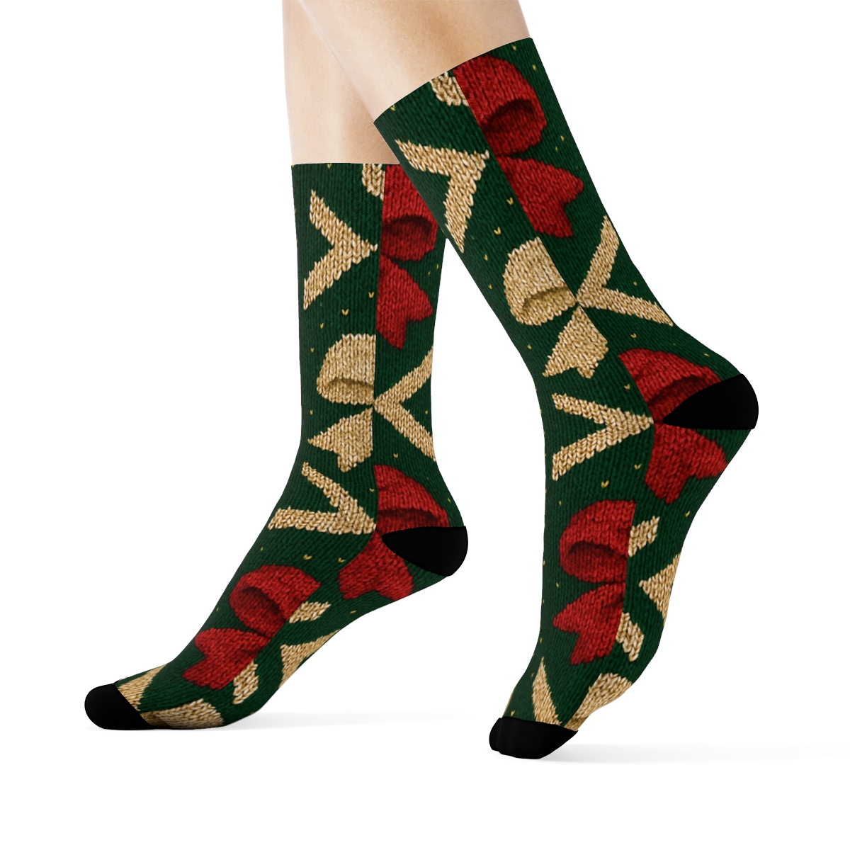 Presents Bow Chevron On Midnight Green premium sports crew socks