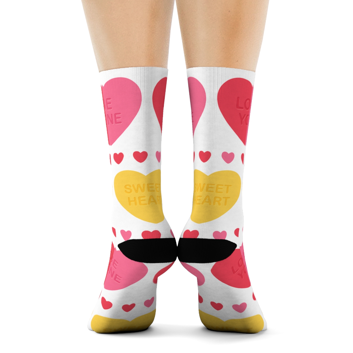Modern Minimalist Graphic With Valentines Candy Heart Rows unique graphic crew socks