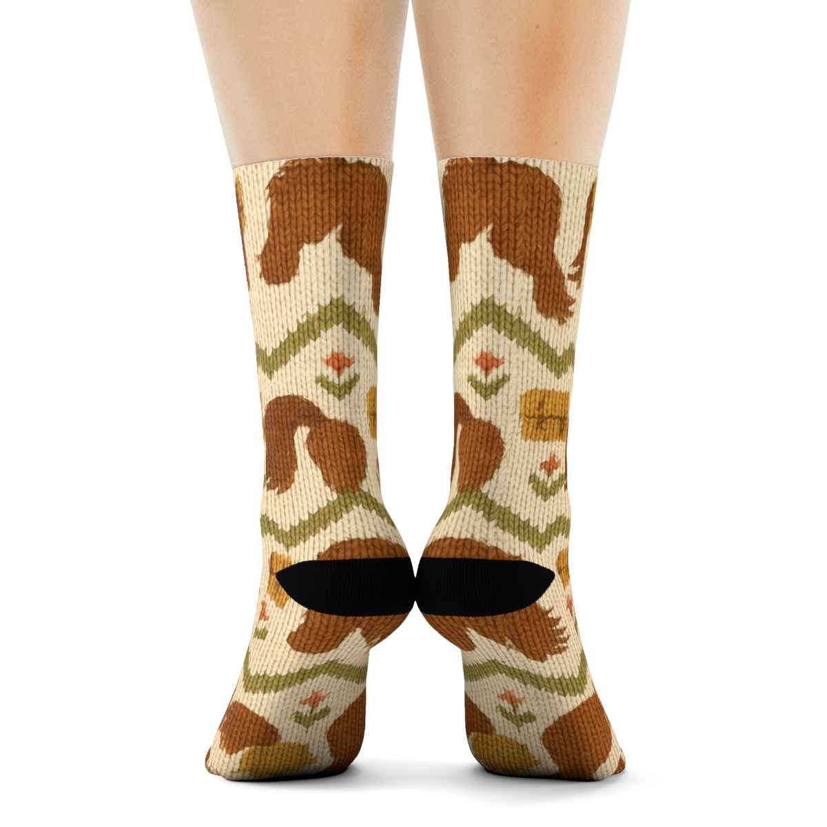 Pony Knitted Chevron Pasture Stripe soft everyday crew socks