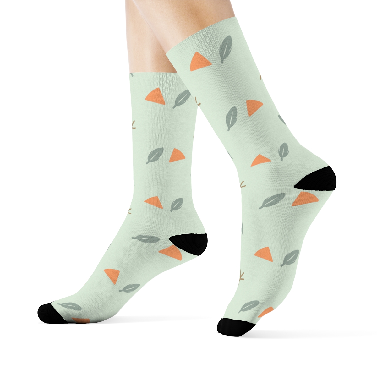 Robin Beak And Track Micro Grid On Mint Background soft everyday crew socks