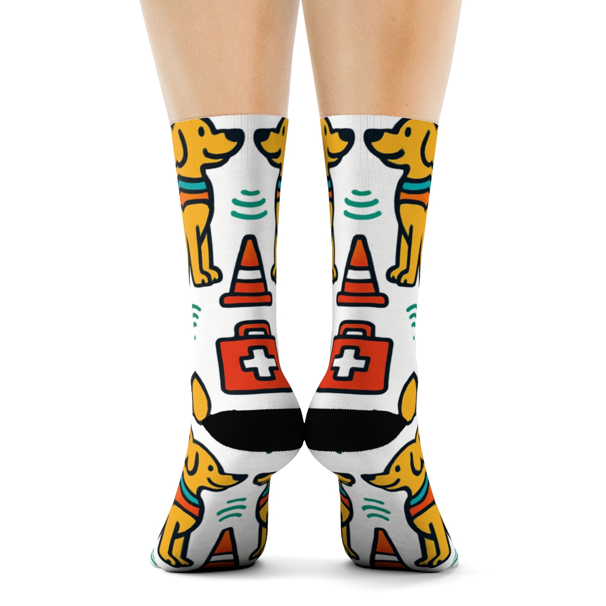 Mirrored Rescue Dog And First Aid Grid For Search And Rescue Worker trendy patterned crew socks