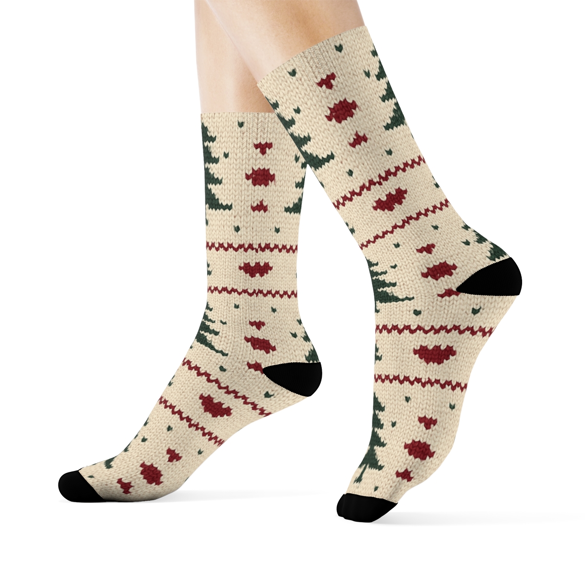 Nordic Snowflake Grid For Xmas unique graphic crew socks