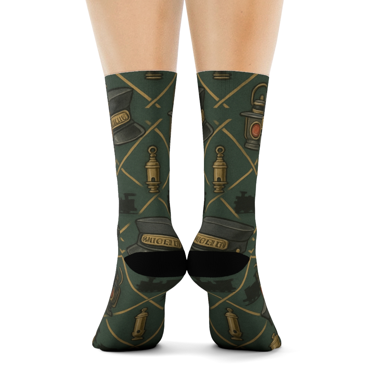 Train Conductor Signal And Whistle Tilework personalized crew socks
