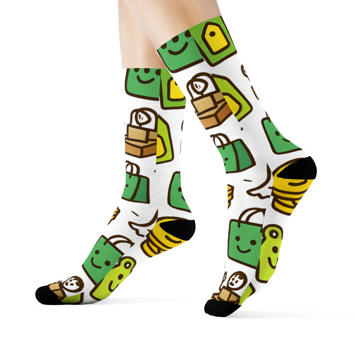 Receipt Parade With Cashier Icons comfortable cotton crew socks